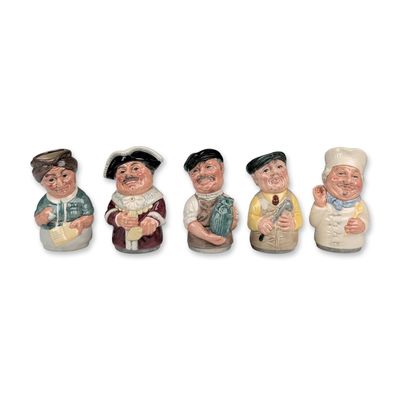 5pc Royal Doulton Doultonville Collection Miniature Jugs