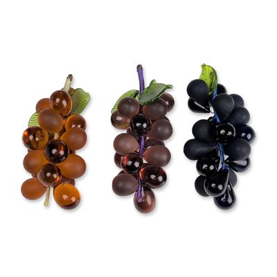3pc Art Glass Grape Clusters