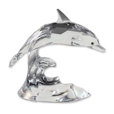 Swarovski Crystal Dolphin on Wave Figurine