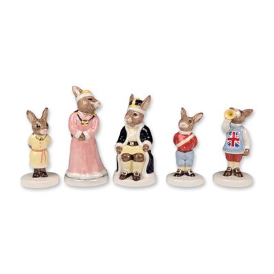 5pc Royal Doulton Bunnykins Royal Family Figurines
