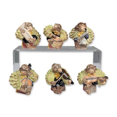 6pc Beswick English Ceramic Comical Monkey Band Figurines