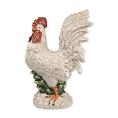 Large Italian Polychrome Ceramic Rooster Figurine