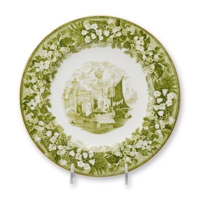 Wedgwood Bone China Ferrara Pattern Green Transfer Printed Plate