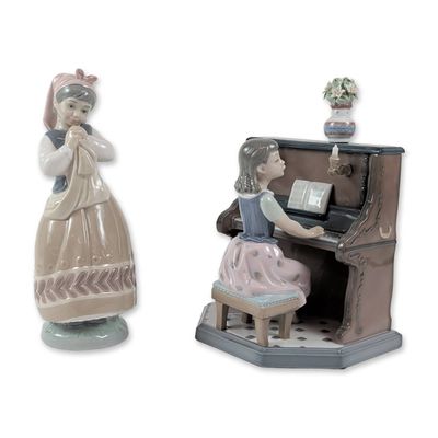 Two Lladro Spanish Glazed Porcelain Figurines