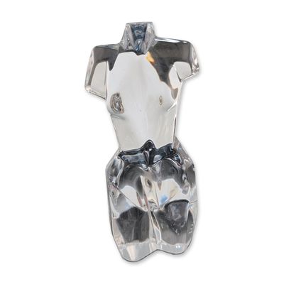 Daum France Crystal Torso Sculpture, Signed