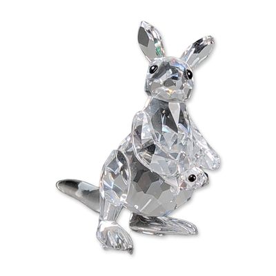 Swarovski Crystal Figurine, Kangaroo with Baby Joey