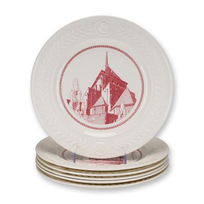 6pc Wedgwood University of Pennsylvania Commemorative Queensware Plates