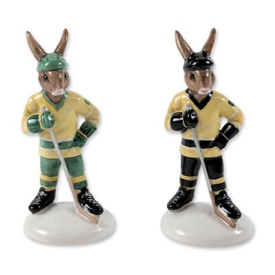 2pc Royal Doulton Ice Hockey Bunnykins Figurines
