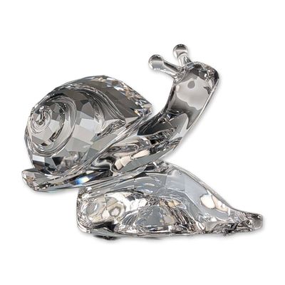 Swarovski Crystal Snail on Leaf Figurine with Box