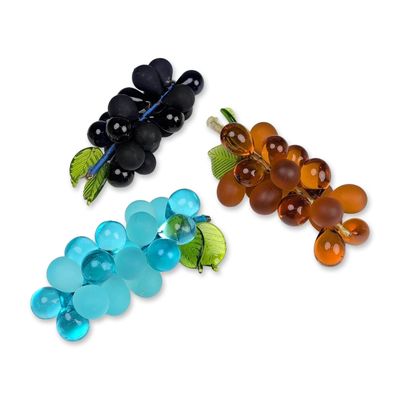 3pc Art Glass Grape Clusters