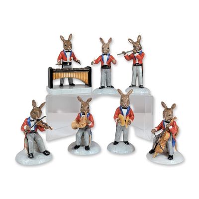 7pc Royal Doulton Porcelain Bunnykins Orchestra Figurines
