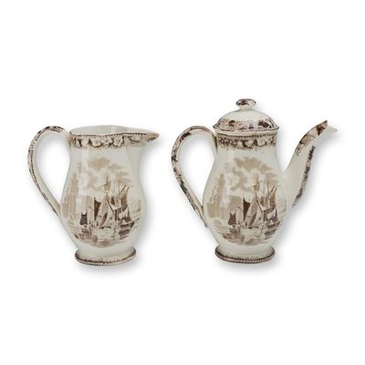 2pc Wedgwood Transfer-Printed Earthenware Vessels, Ferrara Pattern