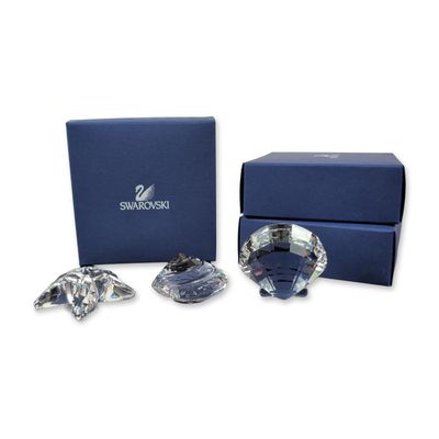 Three Swarovski Crystal Sea Life Figurines