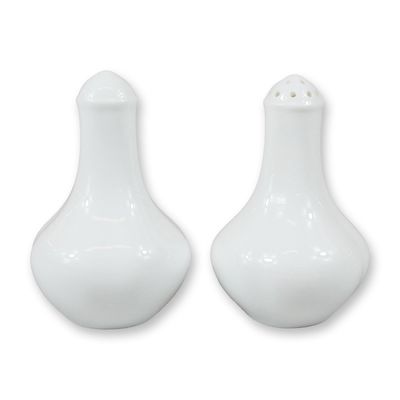 A Pair of Wedgwood Hotelware White Ceramic Salt and Pepper Shakers