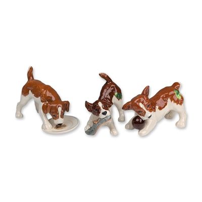 3pc Beswick England Porcelain Terrier Puppy Figurines