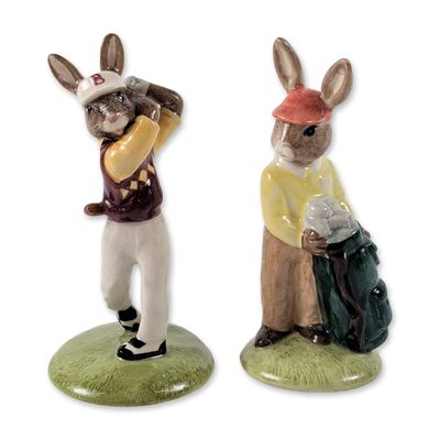 2pc Royal Doulton Bunnykins Golfing Figurines