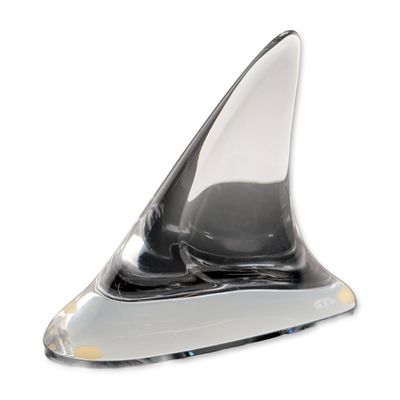 Baccarat France Modernist Clear Crystal Shark Fin Paperweight