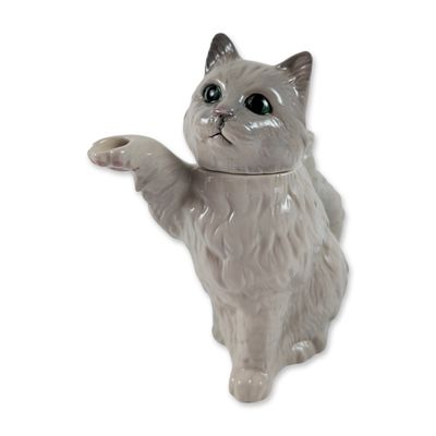 Beswick Ceramic Gray Persian Cat Teapot
