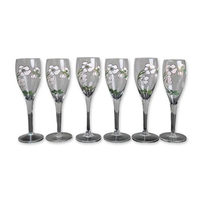 6pc Perrier-Jouet Floral Champagne Flutes