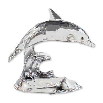 Swarovski Silver Crystal Dolphin on Wave Figurine