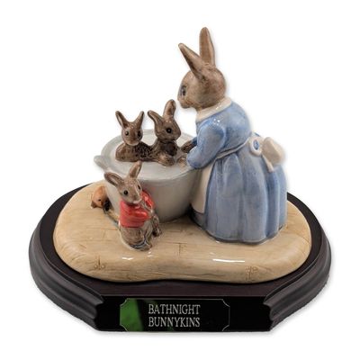 Royal Doulton LE Bath Night Bunnykins Ceramic Tableau with Base
