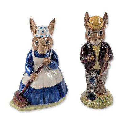 2pc Royal Doulton Bunnykins Ceramic Figurines