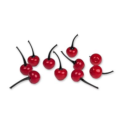 10pc Red Art Glass Cherries Figurines