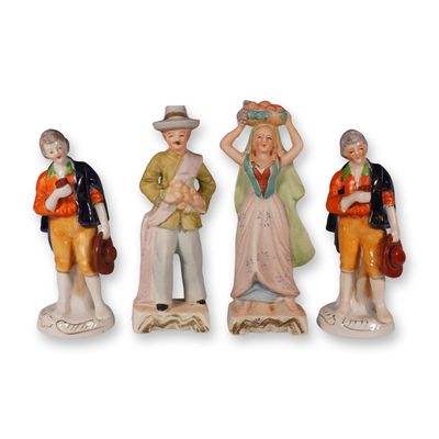 4-Piece Occupied Japan Hand-Painted Porcelain Figurine Set