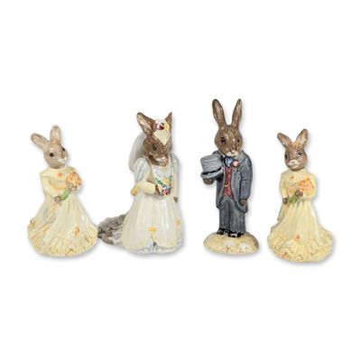 4pc Royal Doulton Bunnykins Wedding Figurines