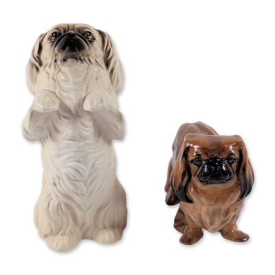 2pc Royal Doulton Bone China Pekingese Figurines