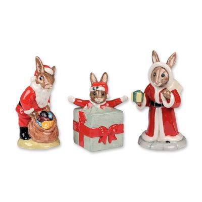 3pc Royal Doulton Bunnykins Christmas Figurines