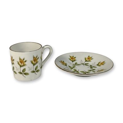 2-Piece Vintage Yellow Rosebud Demitasse Cup and Saucer