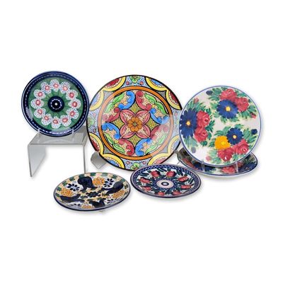 6pc Spanish Hand-Painted Earthenware Wall Plates