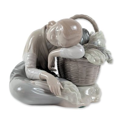Lladro Spanish Glazed Porcelain Cabbage Seller Figurine