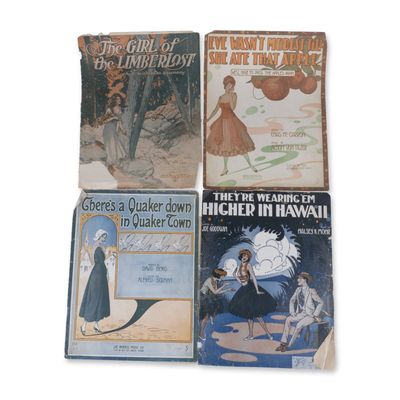4-Piece Set Of Antique Oversized Sheet Music