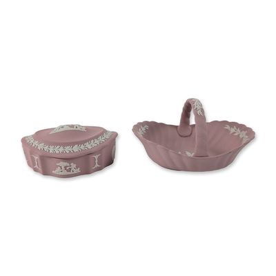 2pc Wedgwood Pink Jasperware Decorative Items