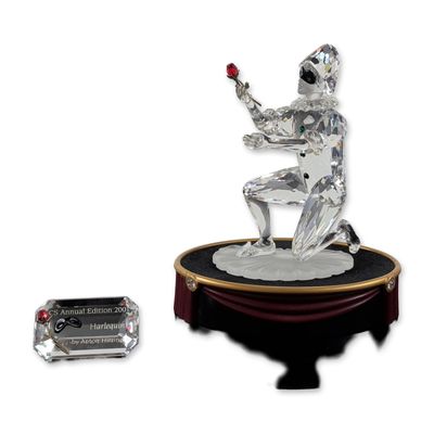 Swarovski SCS 2001 Harlequin Crystal Figurine with Title Plaque and Base