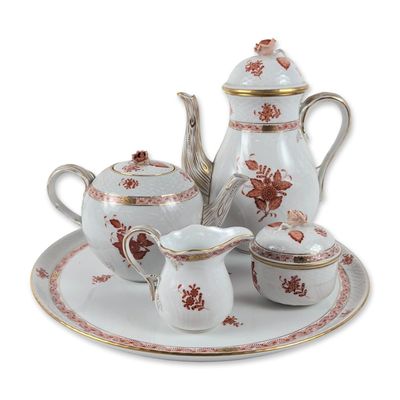 5pc Herend Apponyi Orange Porcelain Service