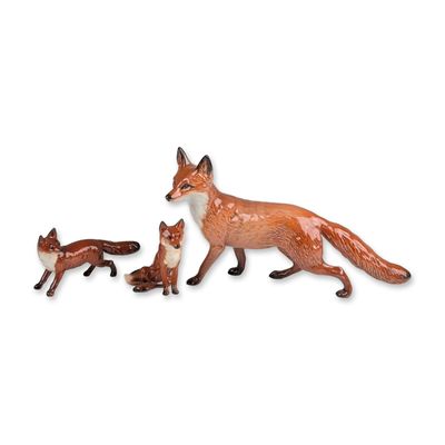 3pc Beswick English Porcelain Fox Figurines