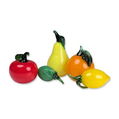 5pc Art Glass Fruit Figurines