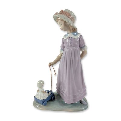 Lladro Porcelain Figurine, Girl with Toy Wagon 1005044