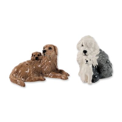 2pc Royal Doulton Ceramic Mother and Puppy Dog Figurines