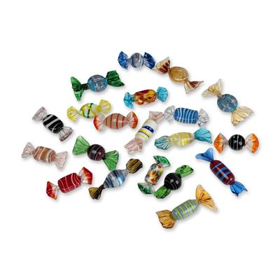20pc Murano Style Art Glass Wrapped Candies Figurines