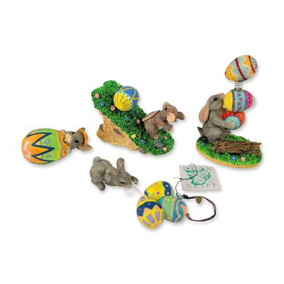 5pc Charming Tails Easter Resin Figurines