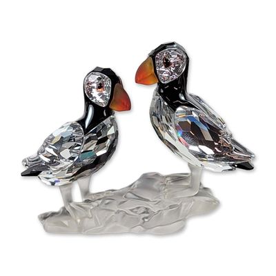 Swarovski Silver Crystal Puffins Bird Figurine