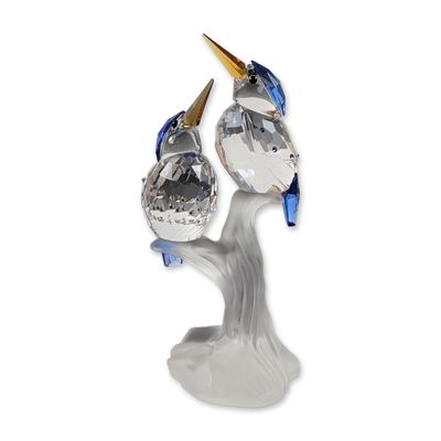 Swarovski Crystal Malachite Kingfishers Figurine