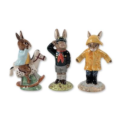 3pc Royal Doulton Bunnykins Porcelain Figurines