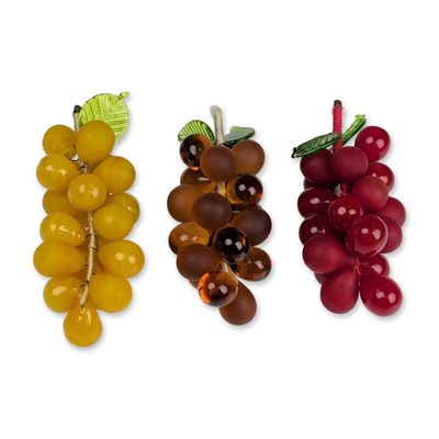 3pc Art Glass Grape Clusters