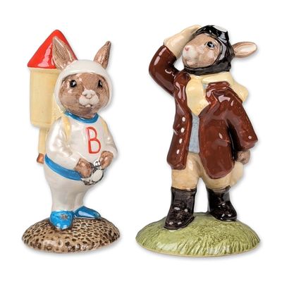 2pc Royal Doulton Bunnykins Rocket Man and Airman Figurines