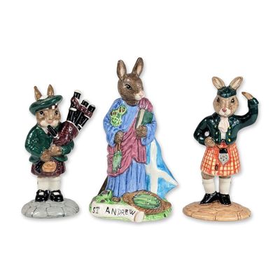 Three Royal Doulton Scottish Ceramic Bunnykins Figurines